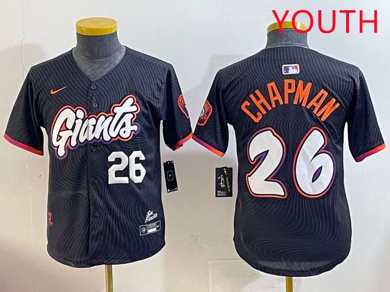 Youth San Francisco Giants #26 Chapman Black Joint Name 2025 Nike MLB Jersey style 5